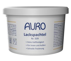 AURO Lackspachtel Nr. 509 – 0,4 kg Gebinde mit weißem Etikett, Label sichtbar