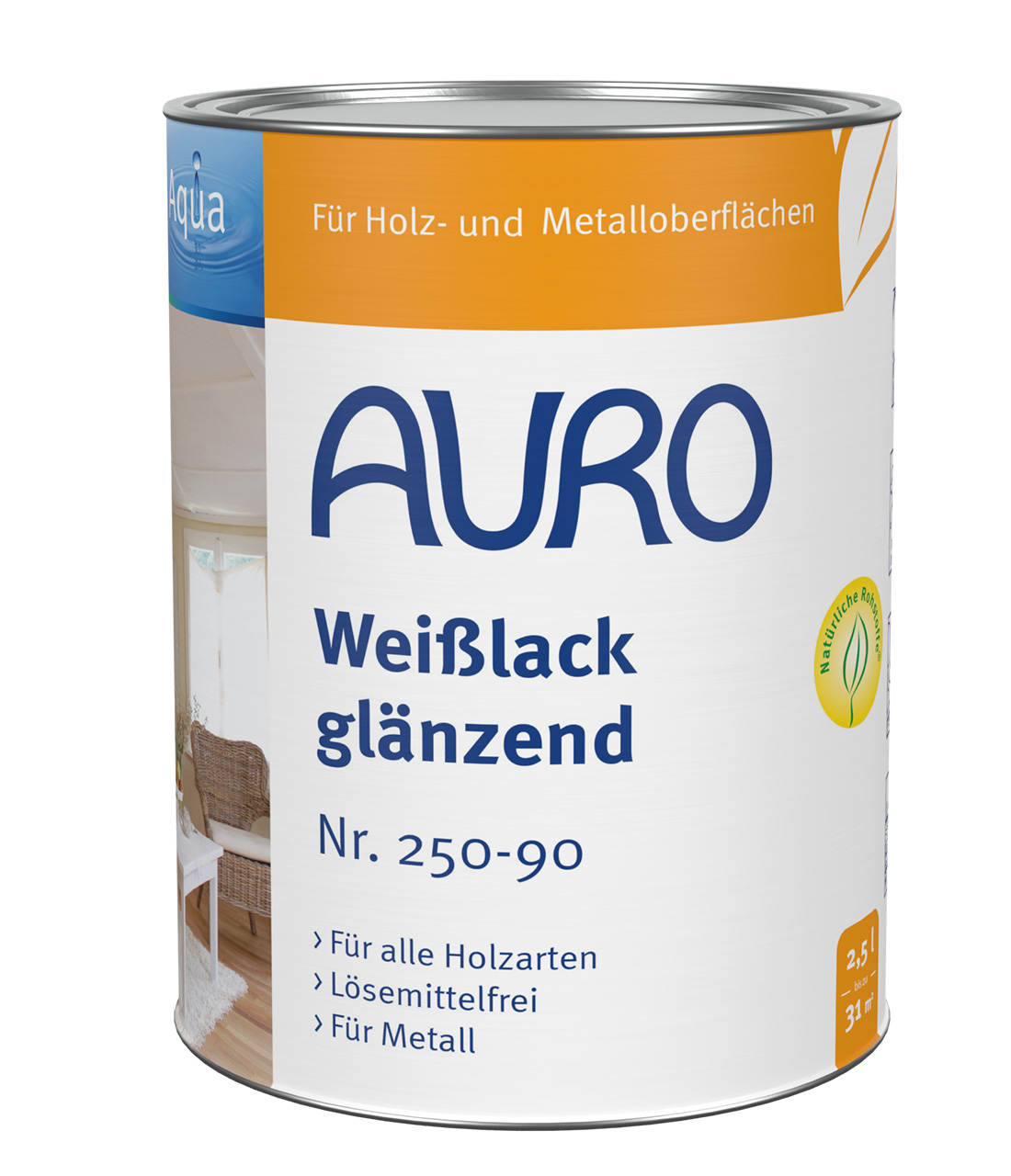 Buntlack, glänzend, Weißlack, Aqua