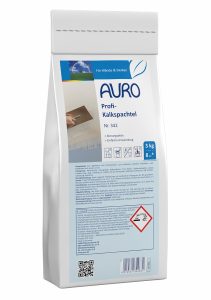 AURO Profi-Kalkspachtel Nr. 342 im 3 kg Sack mit Label und Anwendungsdetails auf der Verpackung
